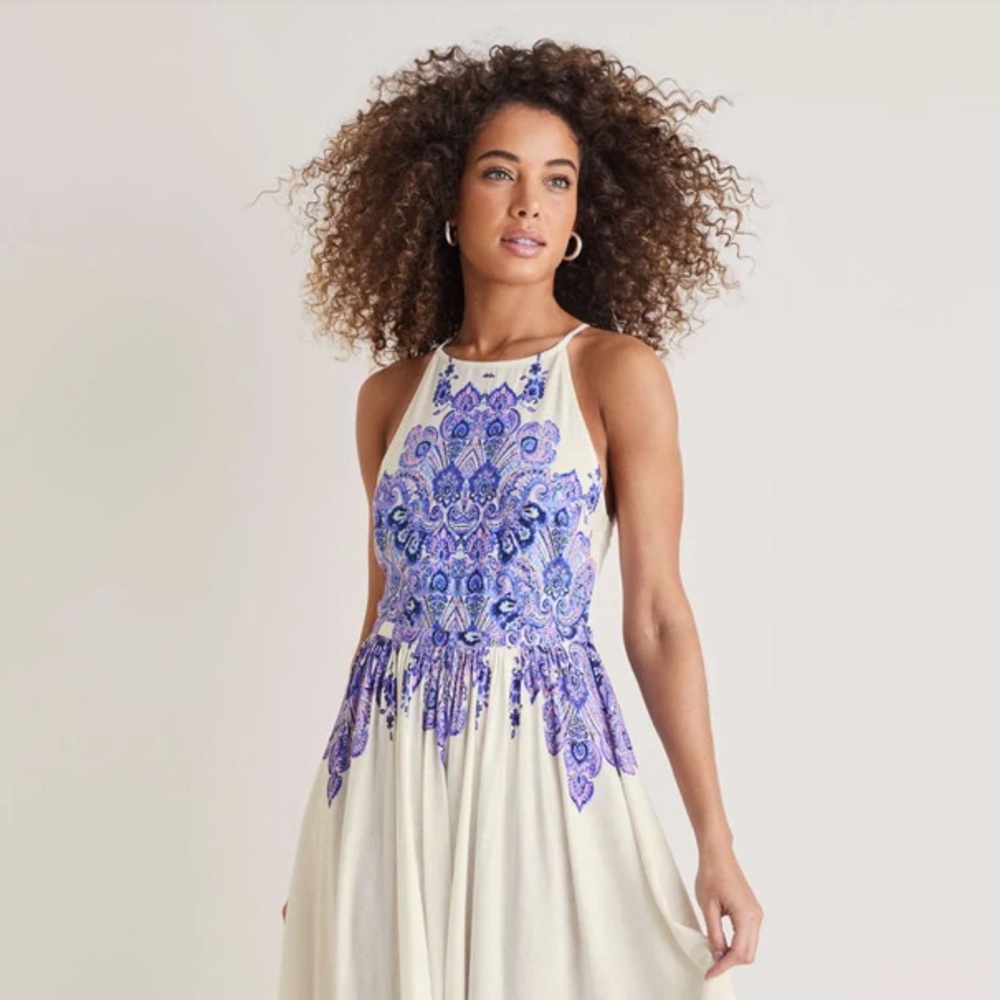 Printed Linen Maxi Dress